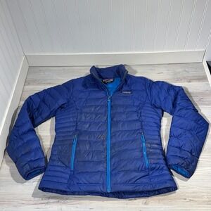 Patagonia Goose Down Jacket Womens Sz S Blue Nano Puff Long Sleeve Puffer *Read*